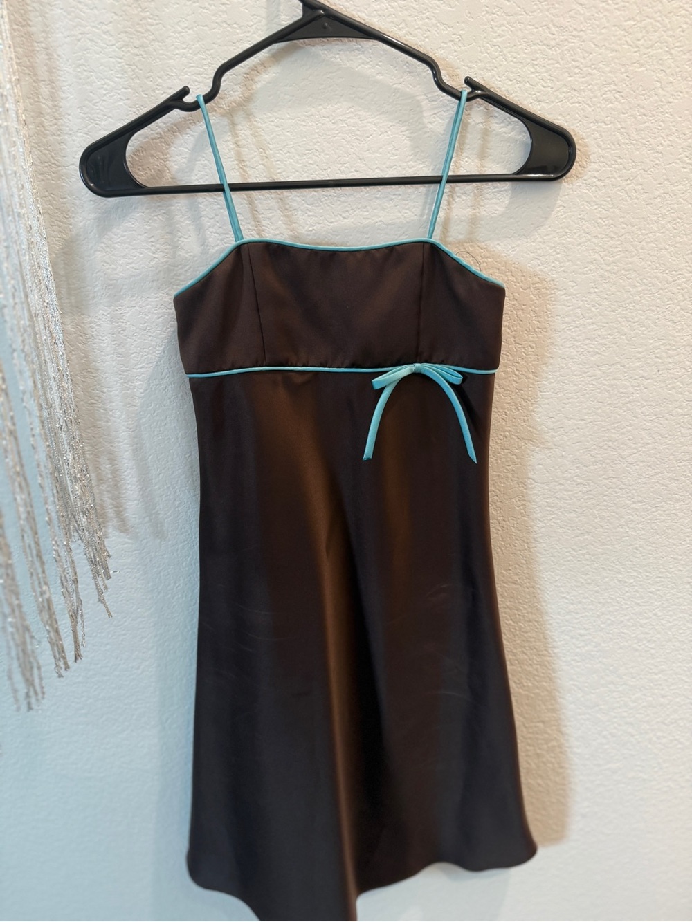 Brown Slip Dress with Aqua Trim - Women's Intimates